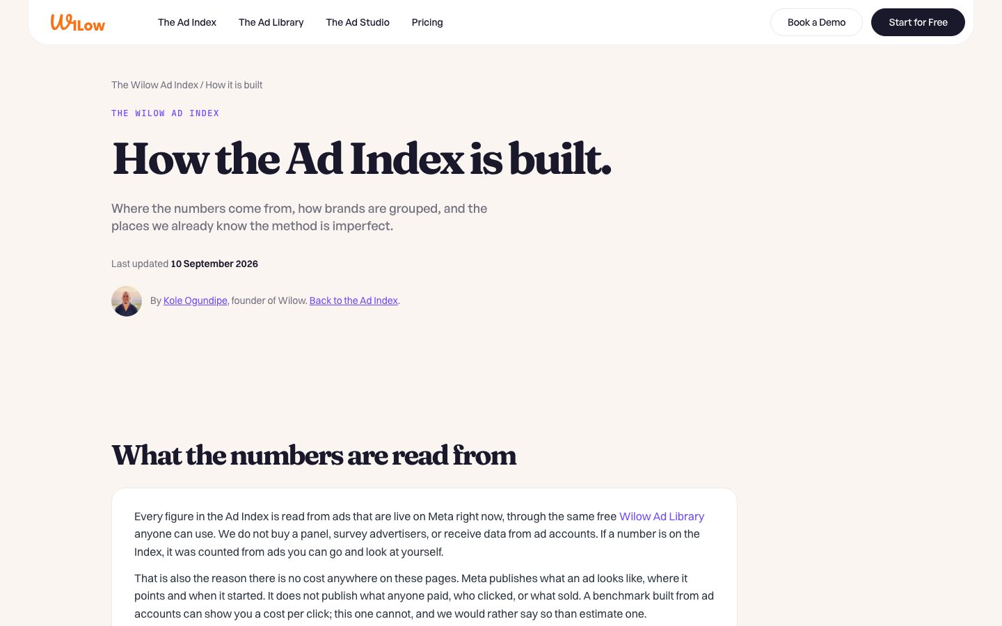 How the Ad Index is built: the method behind the research, written up on trywilow.com.