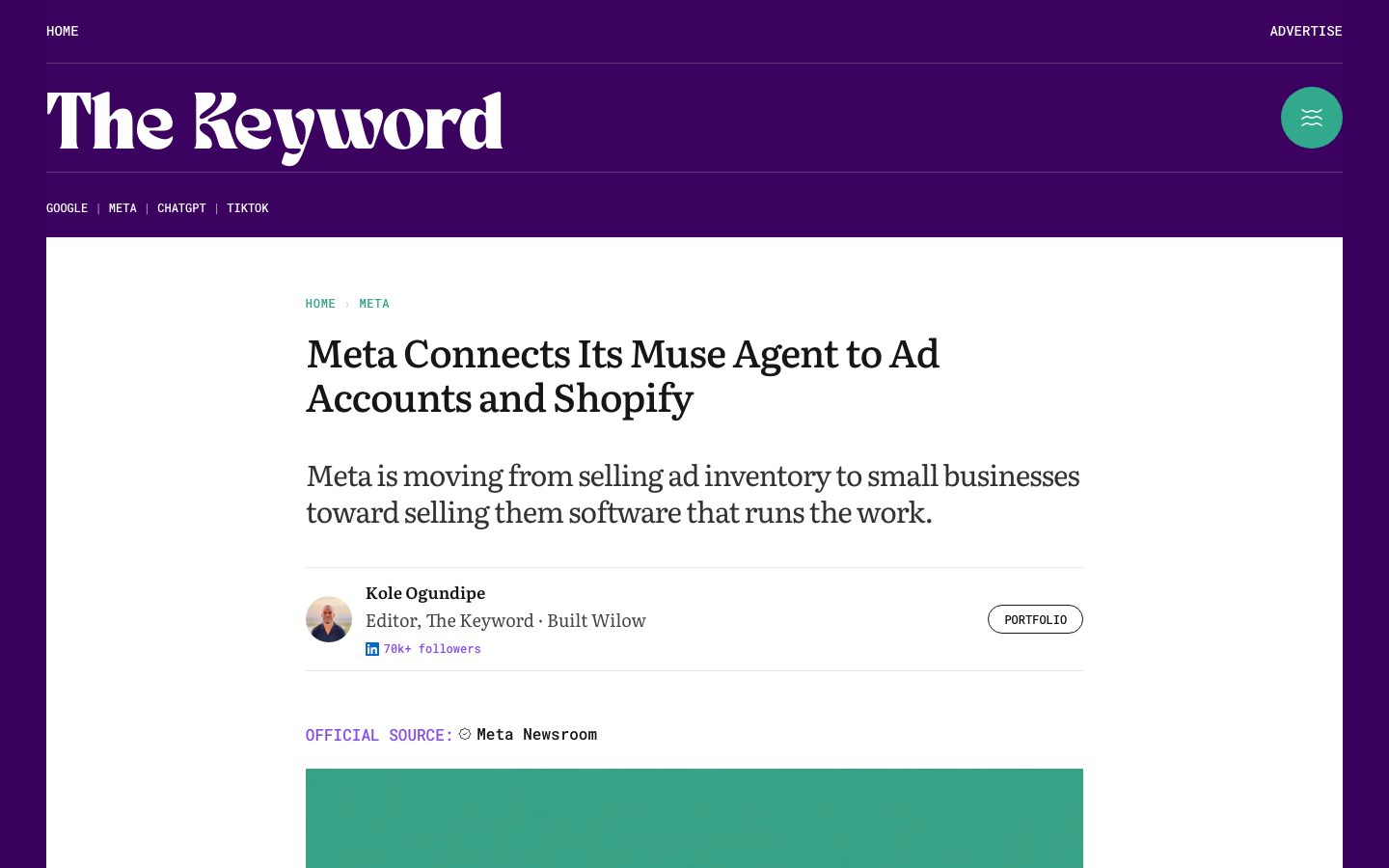 An article on thekeyword.co, published by the writer agent.